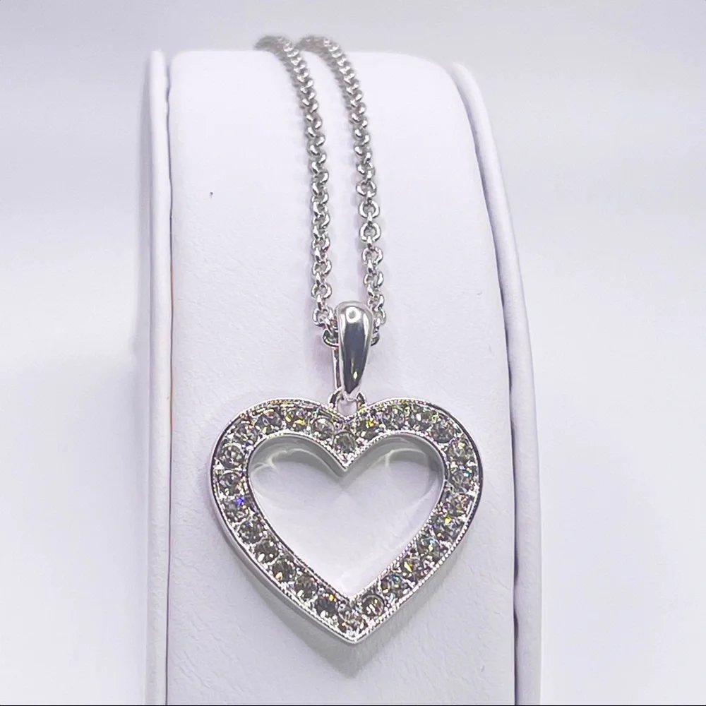 Brilliant Love Swarovski Crystal Open Heart Pendant Necklace